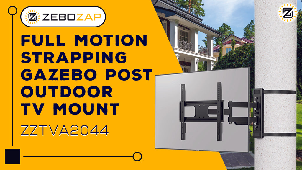 ZeboZap's ZZTVA2044: Full Motion Strapping Gazebo Post TV Mount
