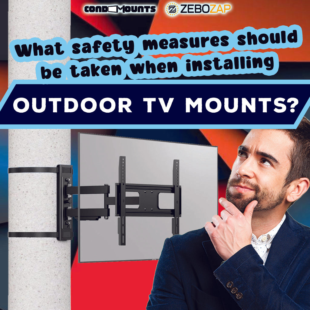 What safety measures should be taken when installing outdoor TV mounts?