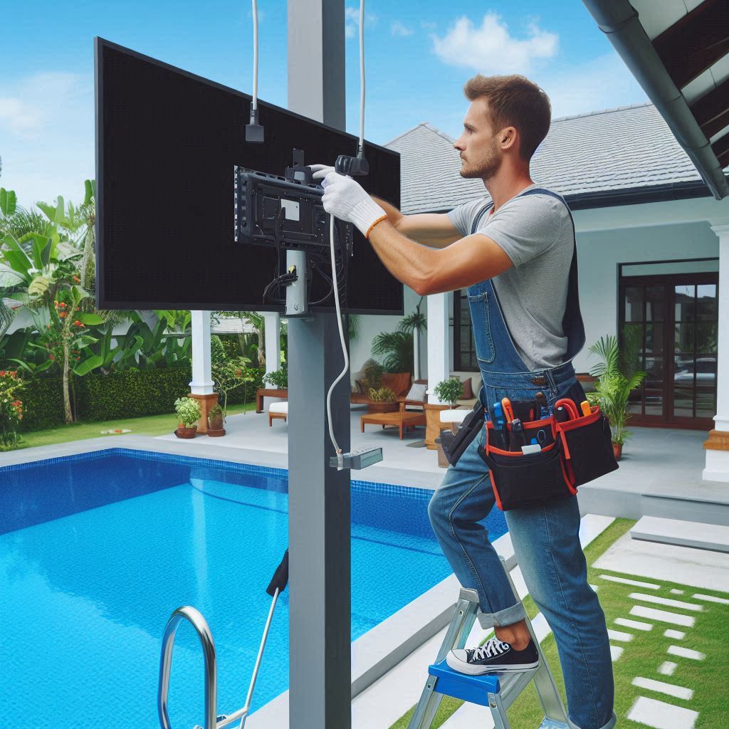 Can you mount tv near swimming pool?