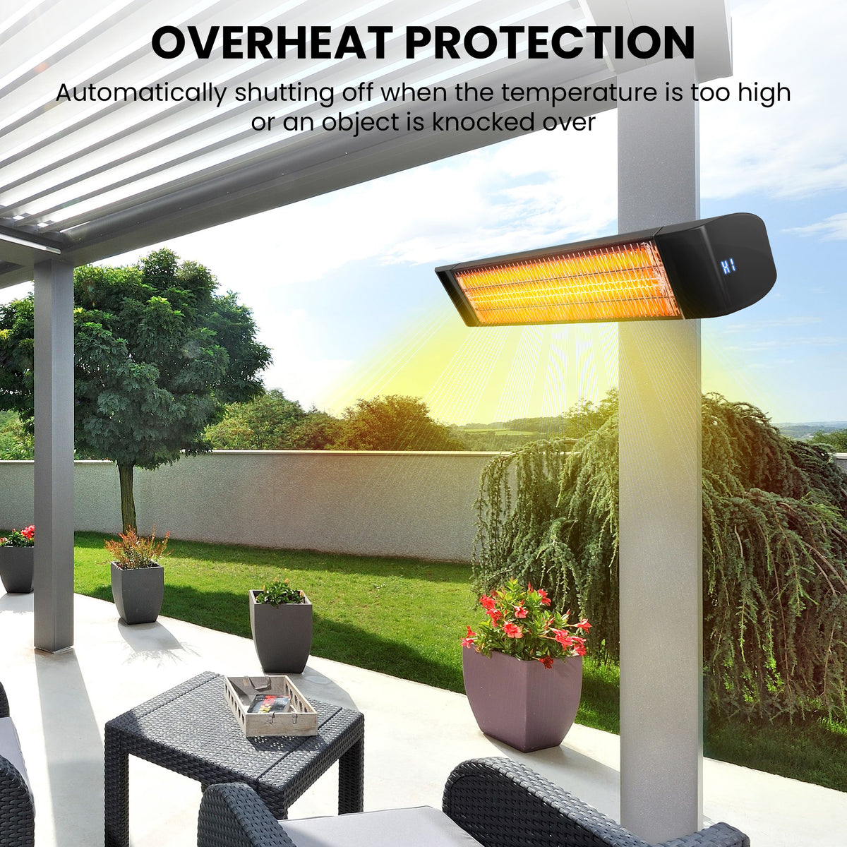 ZeboZap KDHT1500 Infrared Electric Patio Heater with Strap to Post | Wall Mounted Gazebo Outdoor Heater, Space Heaters for Indoor 1500W Remote Control